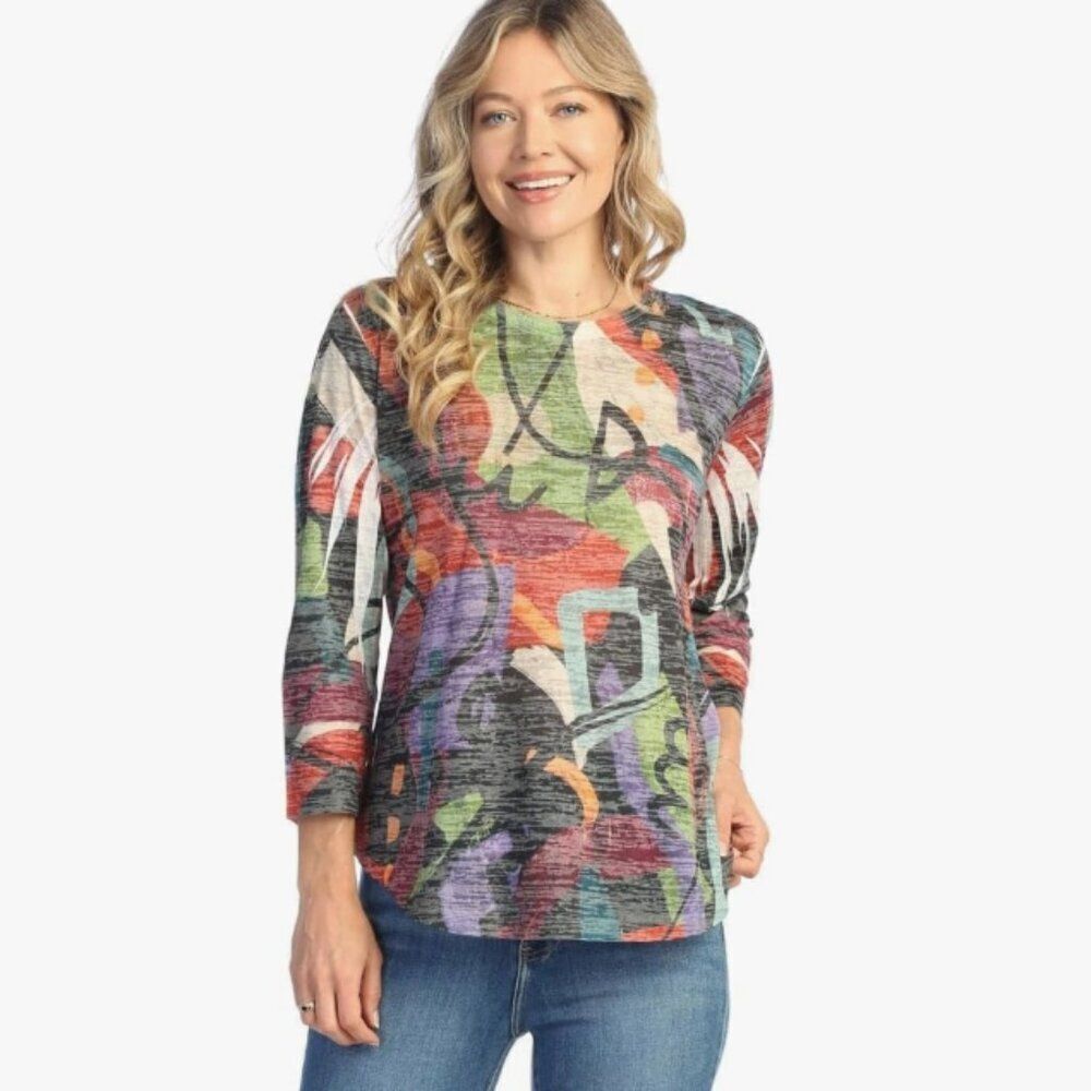 Like New! Jess & Jane Burnout Tunic Abstract Long Sleeve Top in Size S